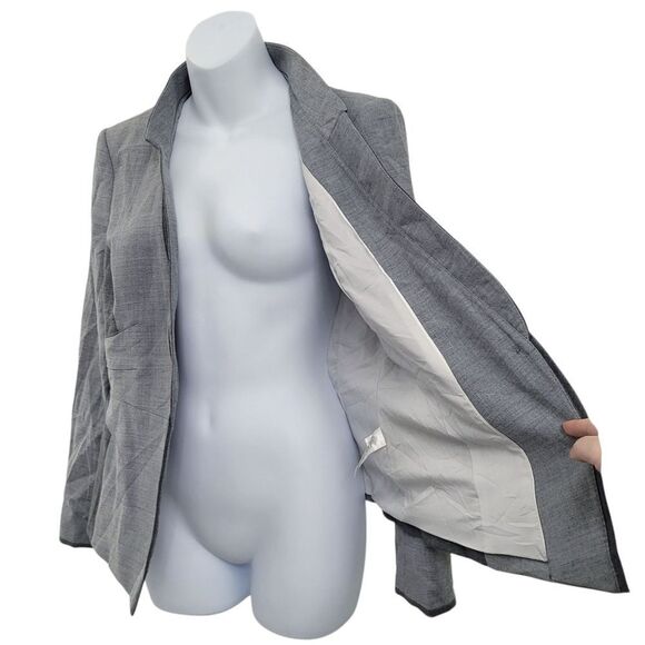White House Black Market 52% Wool Grey Blazer Jacket Size: 12P - Picture 2 of 10